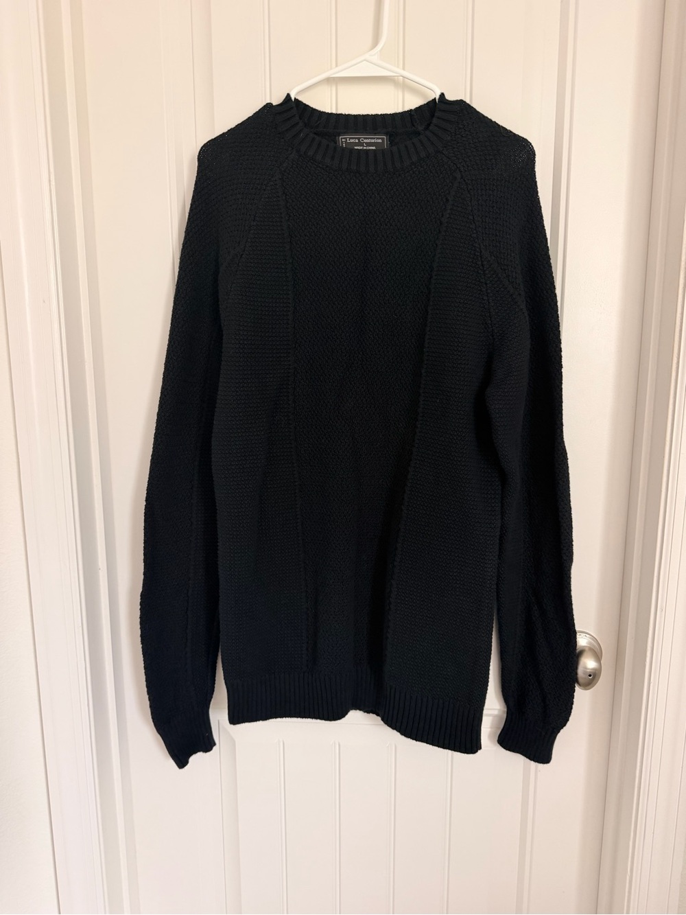 L.L. Bean Men's Black Crewneck Textured Knit Sweater